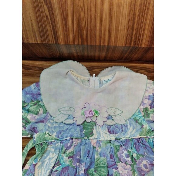 Girls Peaches’n Cream Dress Floral Bug Collar  Sz 4T Retro Vintage - Picture 5 of 5